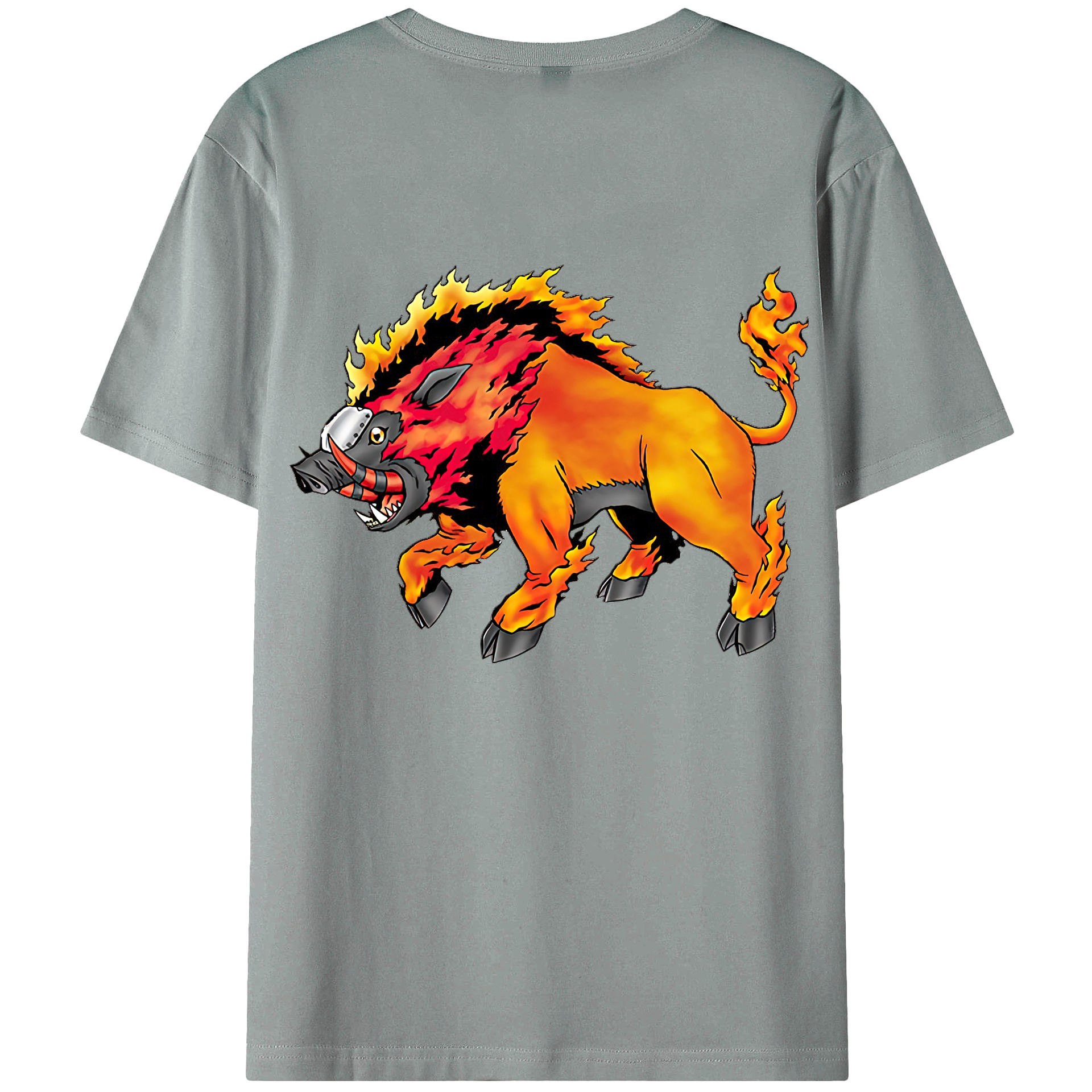 （画像用） Digimon デジタルモンスター/デジモン 綿100％ メンズ半袖Tシャツ（バックプリント） 通気性